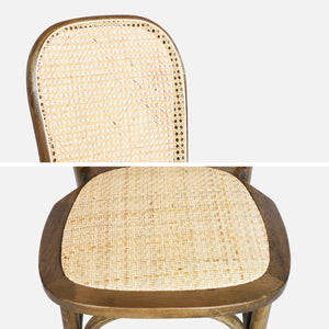 Set di 4 sedie in legno e rattan vintage , marrone