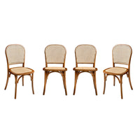 Set di 4 sedie in legno e rattan vintage , effetto noce
