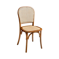 Set di 4 sedie in legno e rattan vintage , effetto noce