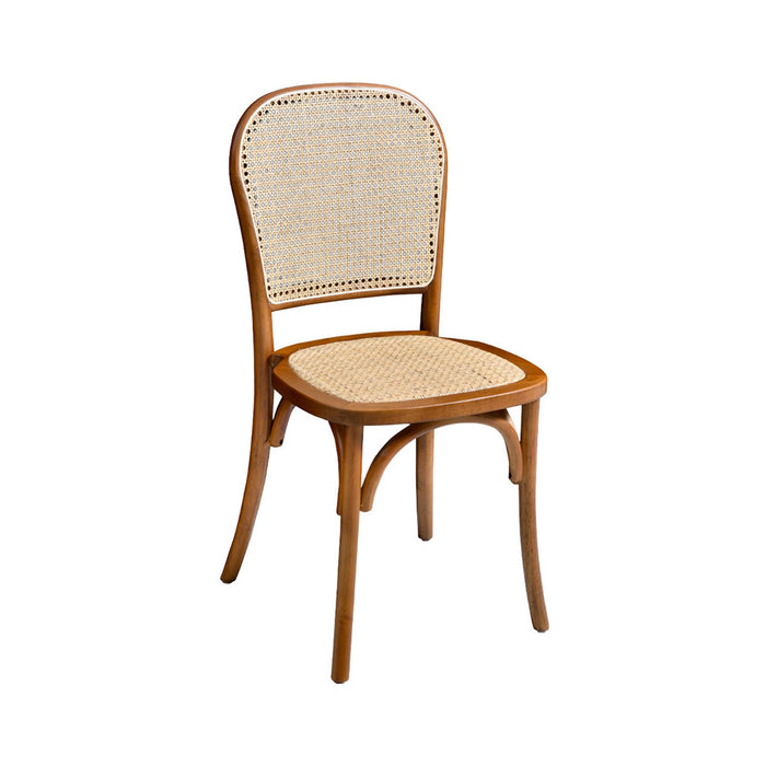 Set di 4 sedie in legno e rattan vintage , effetto noce