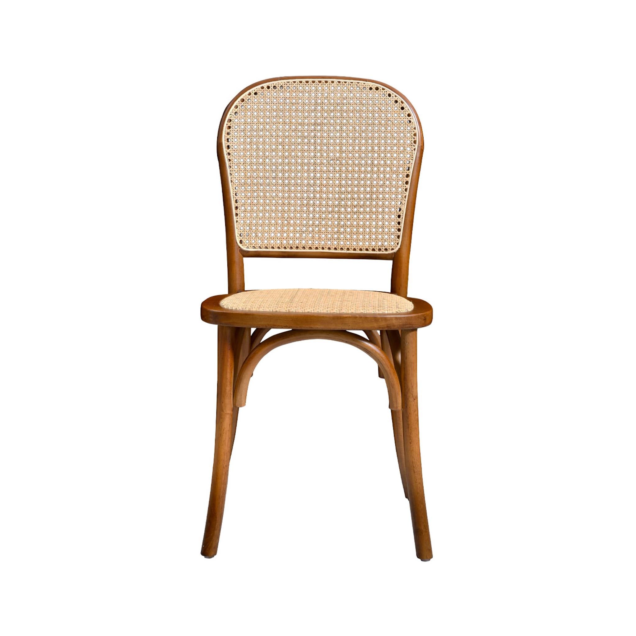 Set di 4 sedie in legno e rattan vintage , effetto noce