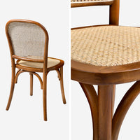 Set di 4 sedie in legno e rattan vintage , effetto noce