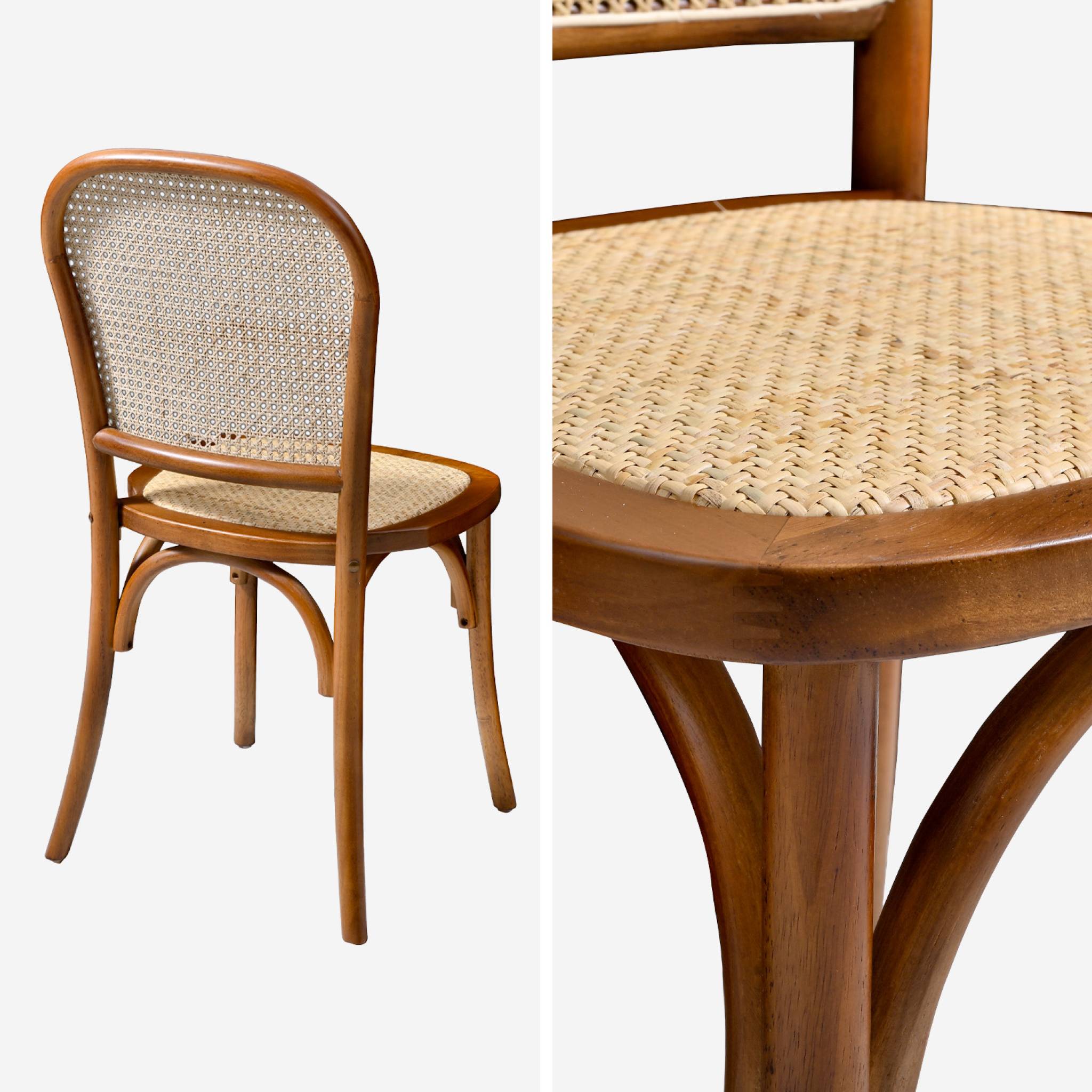 Set di 4 sedie in legno e rattan vintage , effetto noce