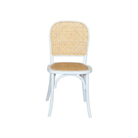 Set di 4 sedie in legno e rattan vintage , bianco