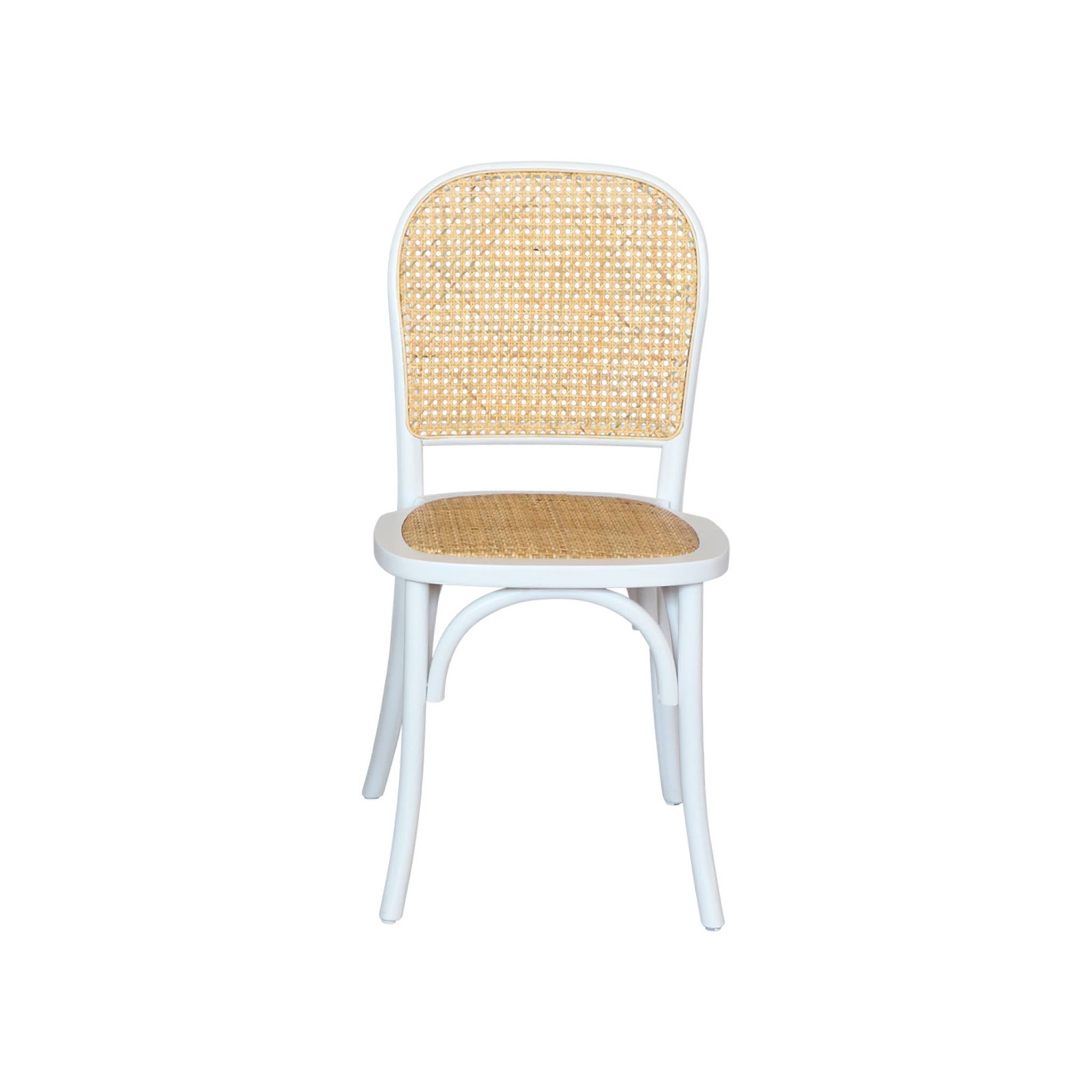 Set di 4 sedie in legno e rattan vintage , bianco