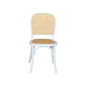 Set di 4 sedie in legno e rattan vintage , bianco