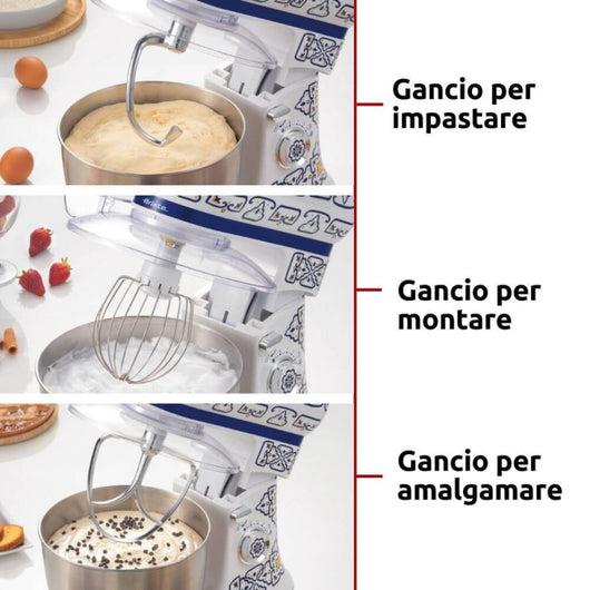 Impastatrice planetaria 2400W - 7 velocità - 5,5L - Acciaio inox