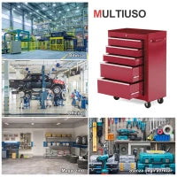 Carrello Porta Utensili Attrezzi Attrezzatura con Cassettiera Rosso 61.5 x 33 x 82.5cm