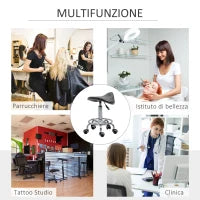 Sgabello Regolabile in Altezza con 5 Ruote e Seduta Ergonomica Imbottita in Gommapiuma, 36.2x37.5x51-66 cm, Nero