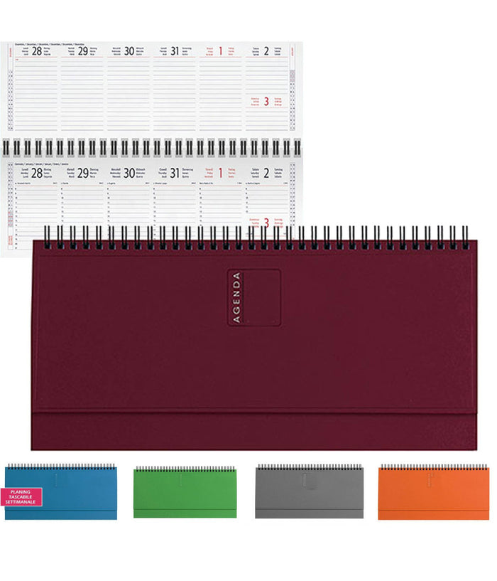 Trade Shop - In Agenda Anno Settimanale Spirale Diario 30x15cm Rigida Da Tavolo Vari Colori -