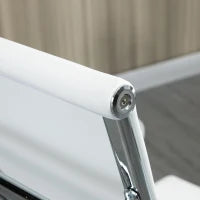 Sedia da Ufficio Ergonomica in Finta Pelle, Seduta Girevole e Dondolo, 54x62x104-114 cm, Bianco