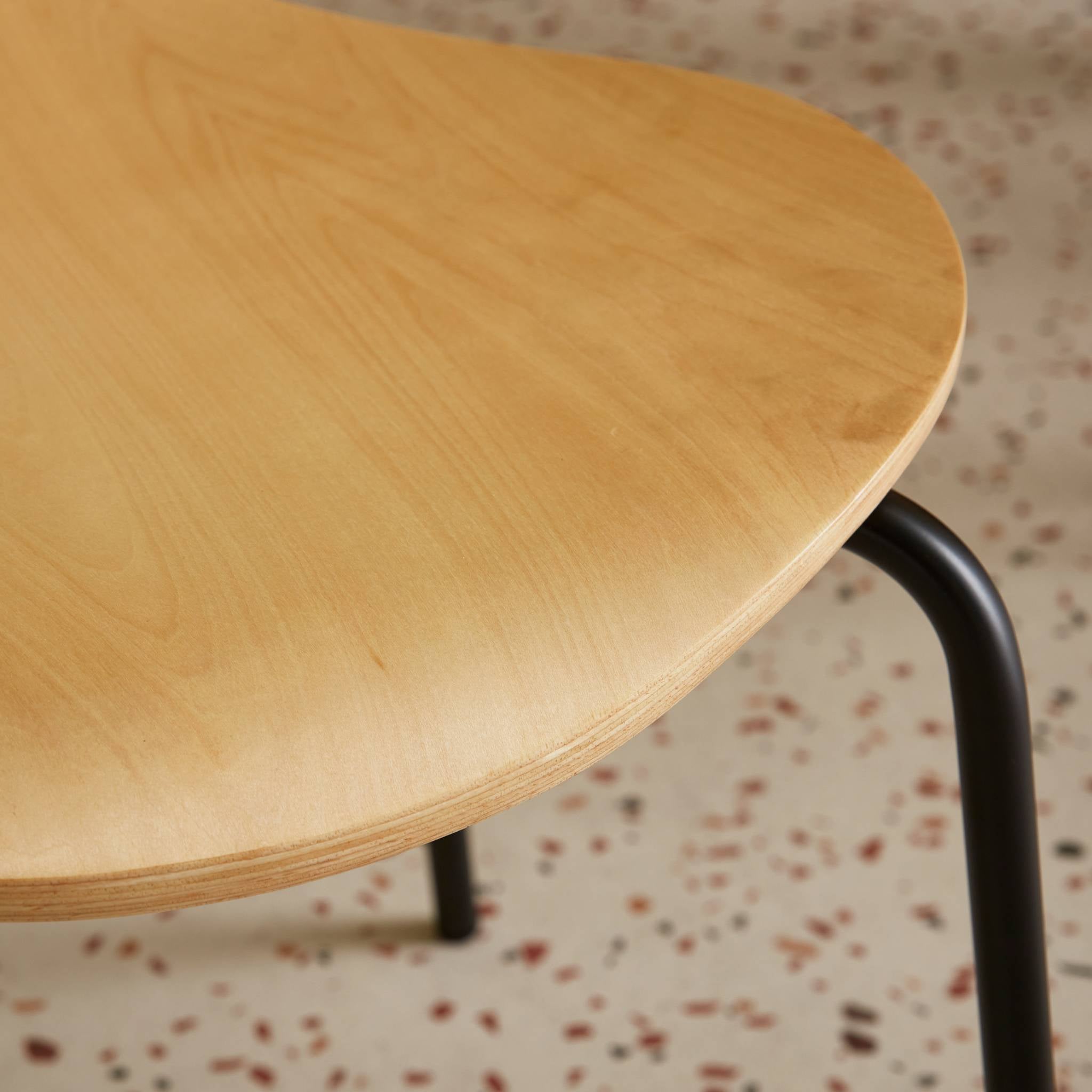Sedie da pranzo in legno con gambe in acciaio, set di 4, Marrone naturale