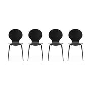 Set di 4 sedie da pranzo in legno con gambe in acciaio, stile retrò,