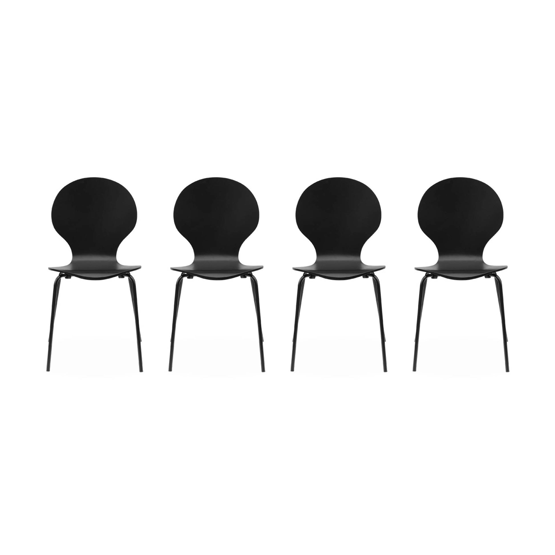 Set di 4 sedie da pranzo in legno con gambe in acciaio, stile retrò,
