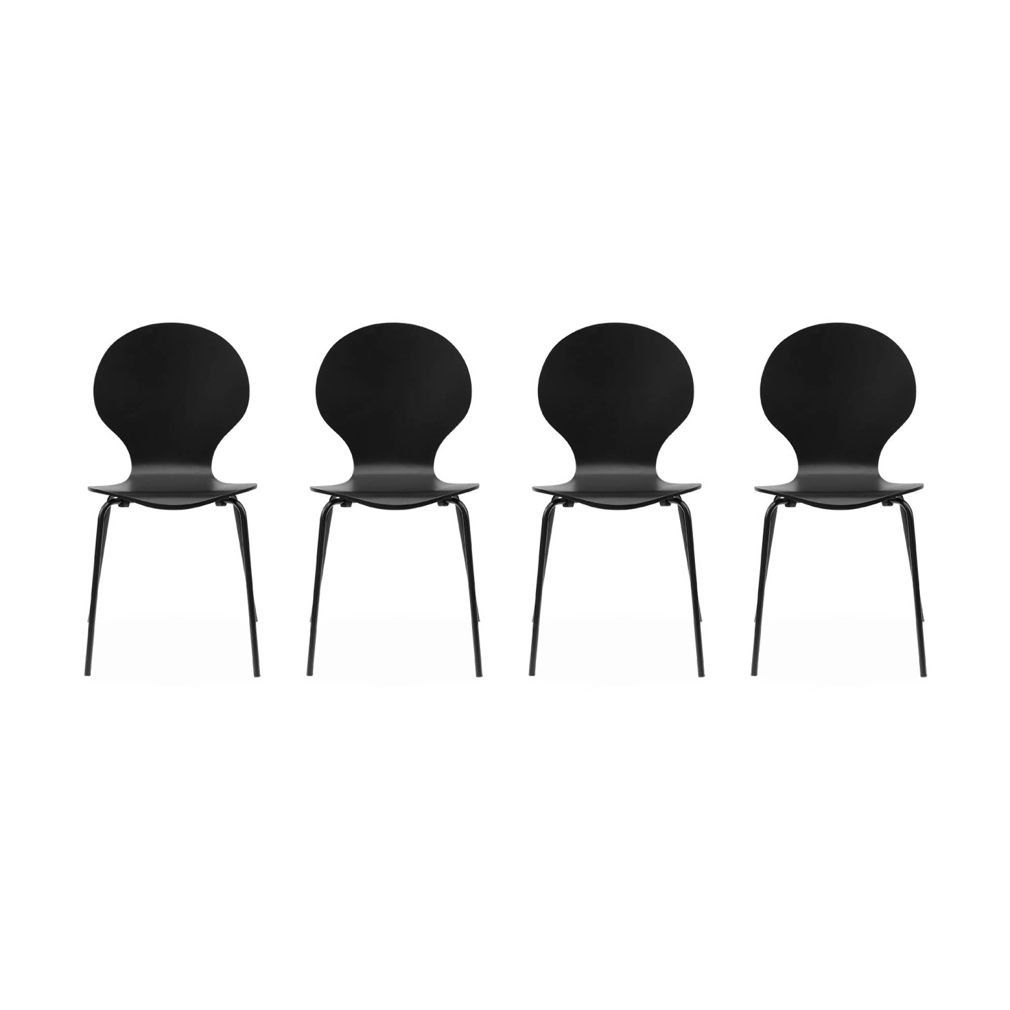 Set di 4 sedie da pranzo in legno con gambe in acciaio, stile retrò,