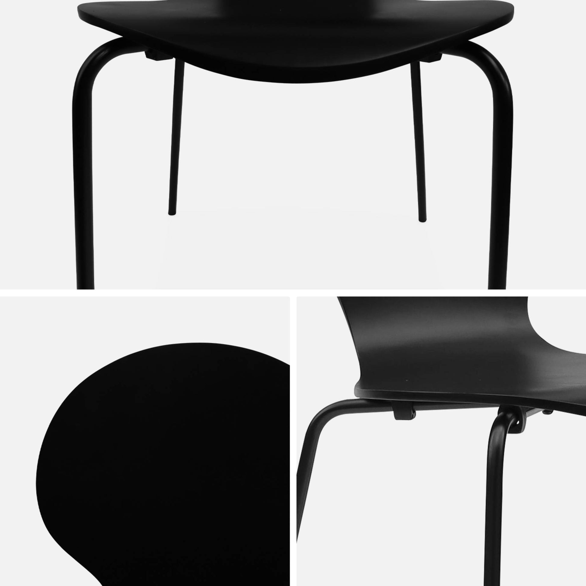 Set di 4 sedie da pranzo in legno con gambe in acciaio, stile retrò,