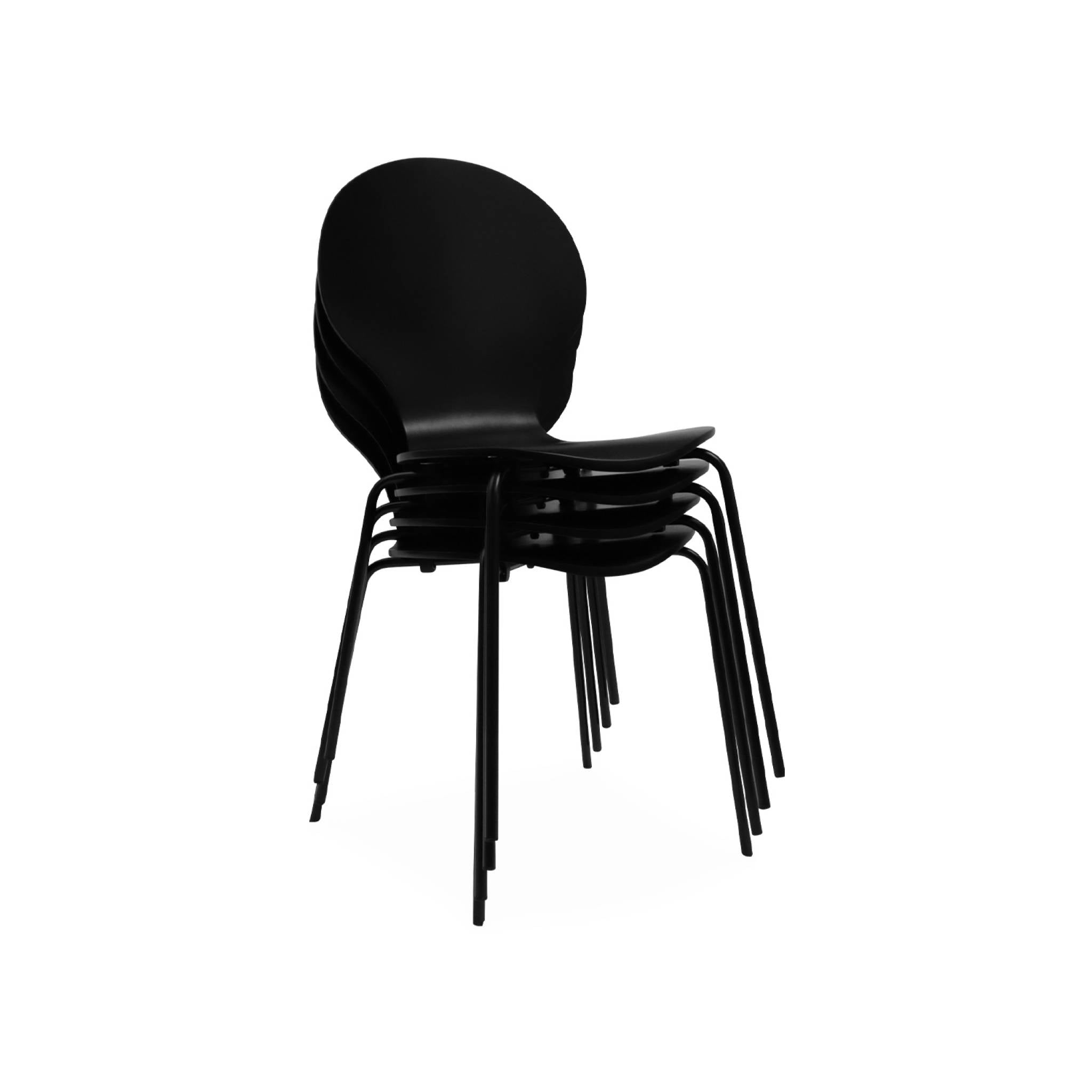 Set di 4 sedie da pranzo in legno con gambe in acciaio, stile retrò,