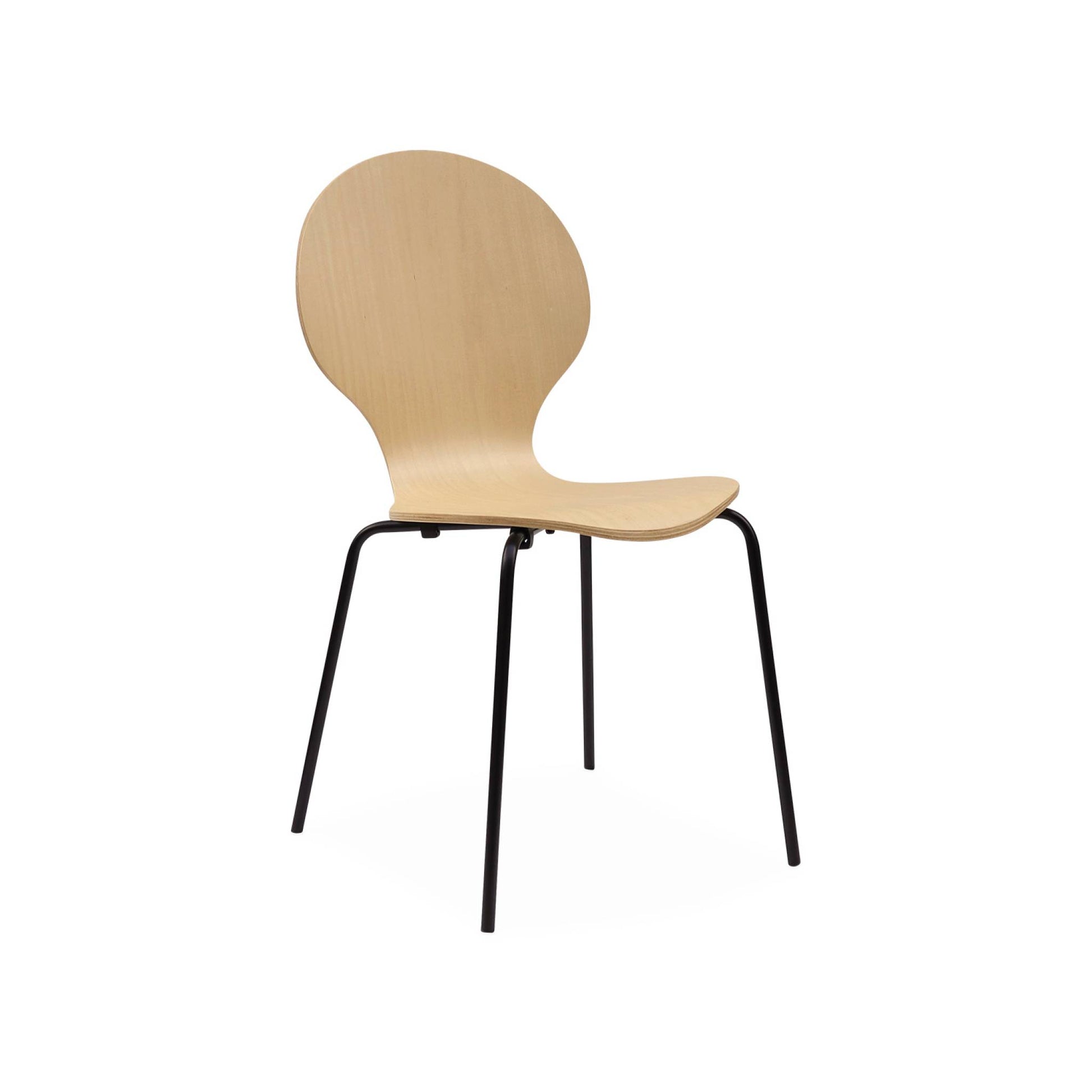 Sedie da pranzo in legno con gambe in acciaio, set di 4, Marrone naturale
