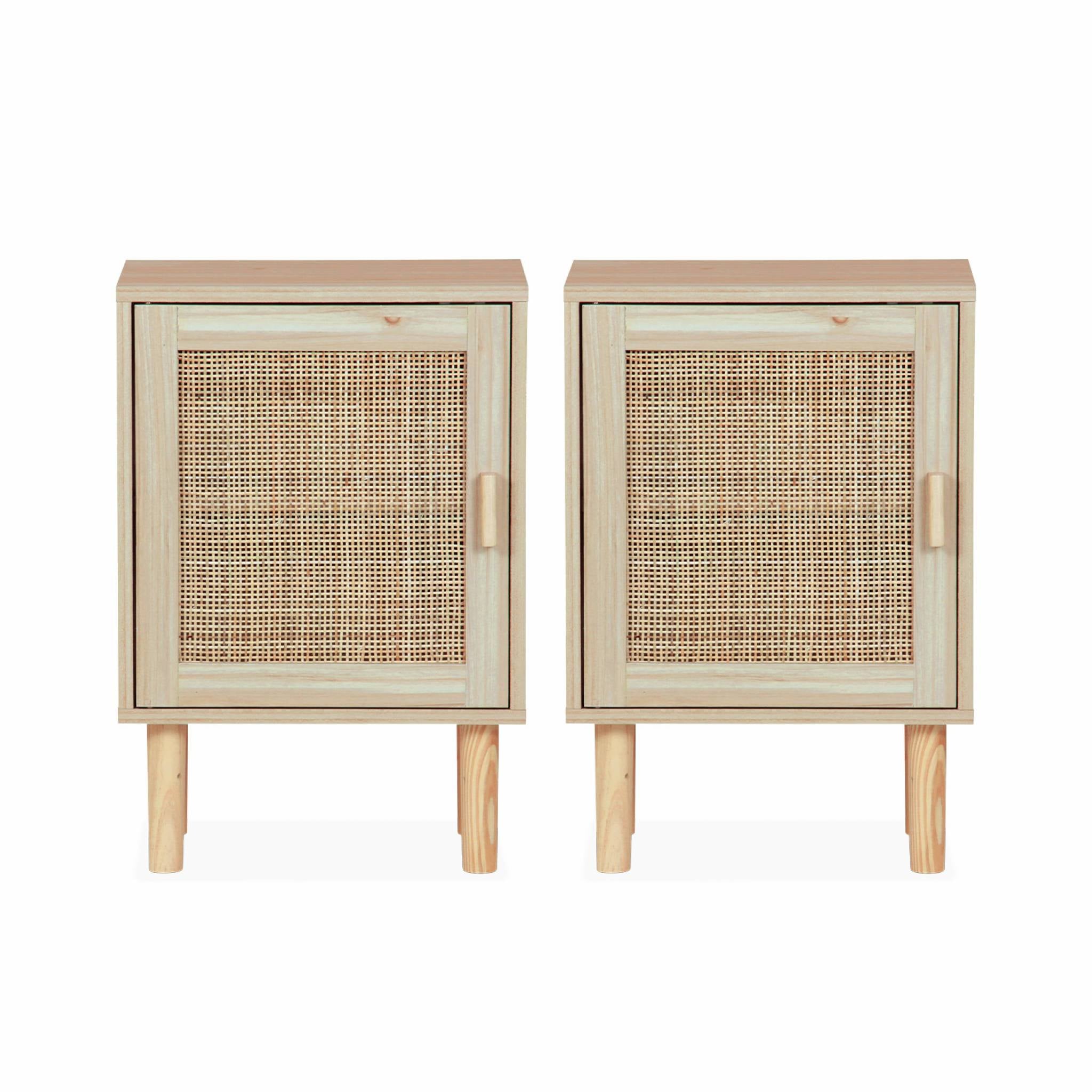 Set di 2 comodini in canna, marrone naturale