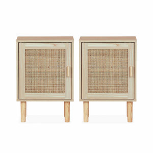 Set di 2 comodini in canna, marrone naturale