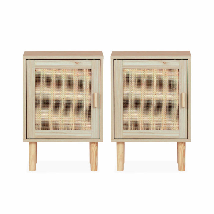 Set di 2 comodini in canna, marrone naturale