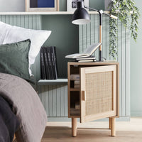 Set di 2 comodini in canna, marrone naturale