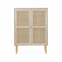 Credenza effetto canna e legno a 2 ante, 80cm, marrone naturale