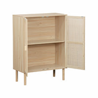 Credenza effetto canna e legno a 2 ante, 80cm, marrone naturale