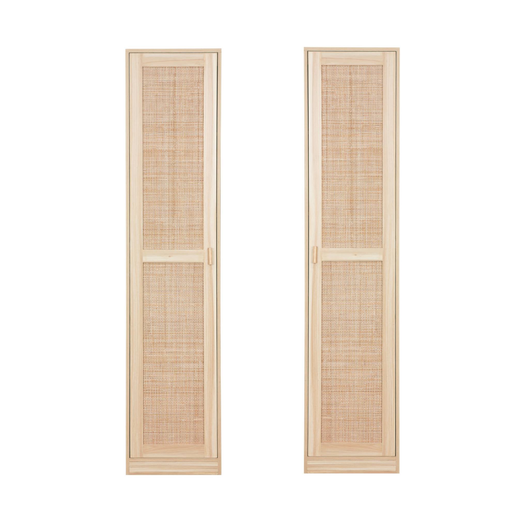 Armadio spogliatoio in legno e canna, 1 anta, 5 ripiani, marrone