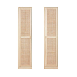 Armadio spogliatoio in legno e canna, 1 anta, 5 ripiani, marrone