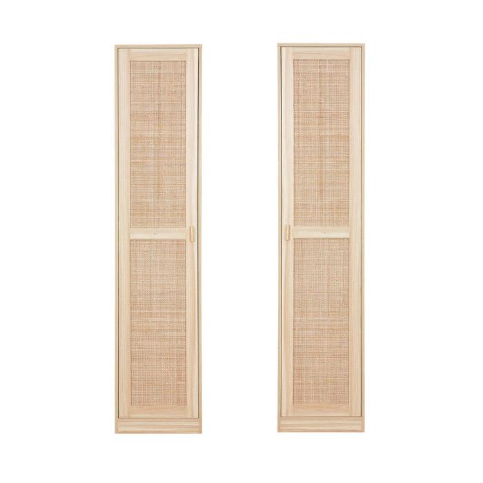 Armadio spogliatoio in legno e canna, 1 anta, 5 ripiani, marrone