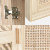 Armadio spogliatoio in legno e canna, 1 anta, 5 ripiani, marrone