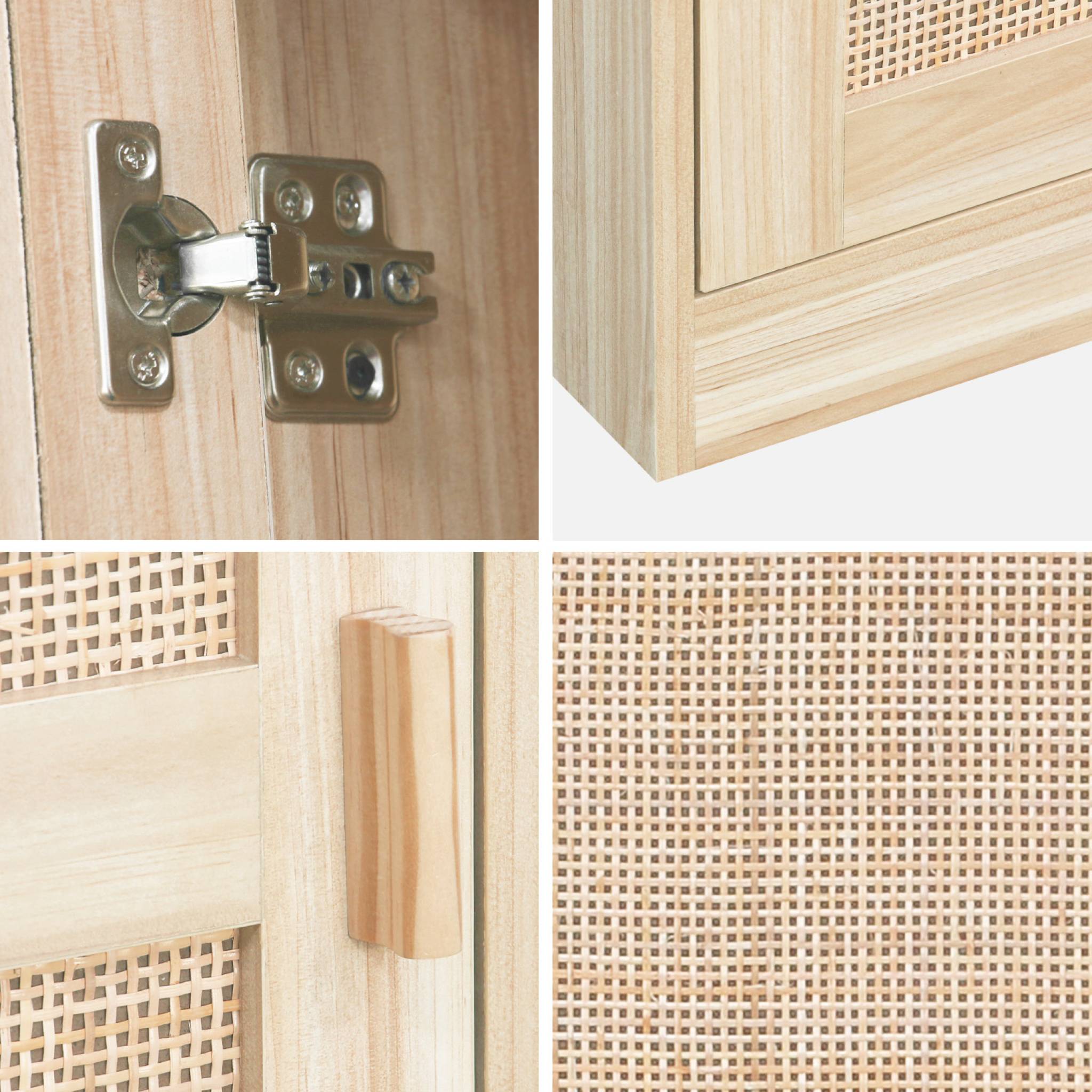 Armadio spogliatoio in legno e canna, 1 anta, 5 ripiani, marrone