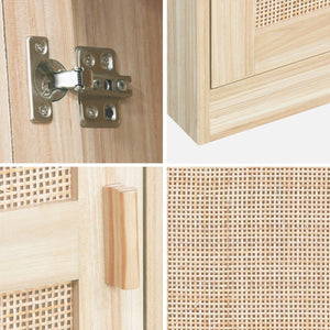 Armadio spogliatoio in legno e canna, 1 anta, 5 ripiani, marrone