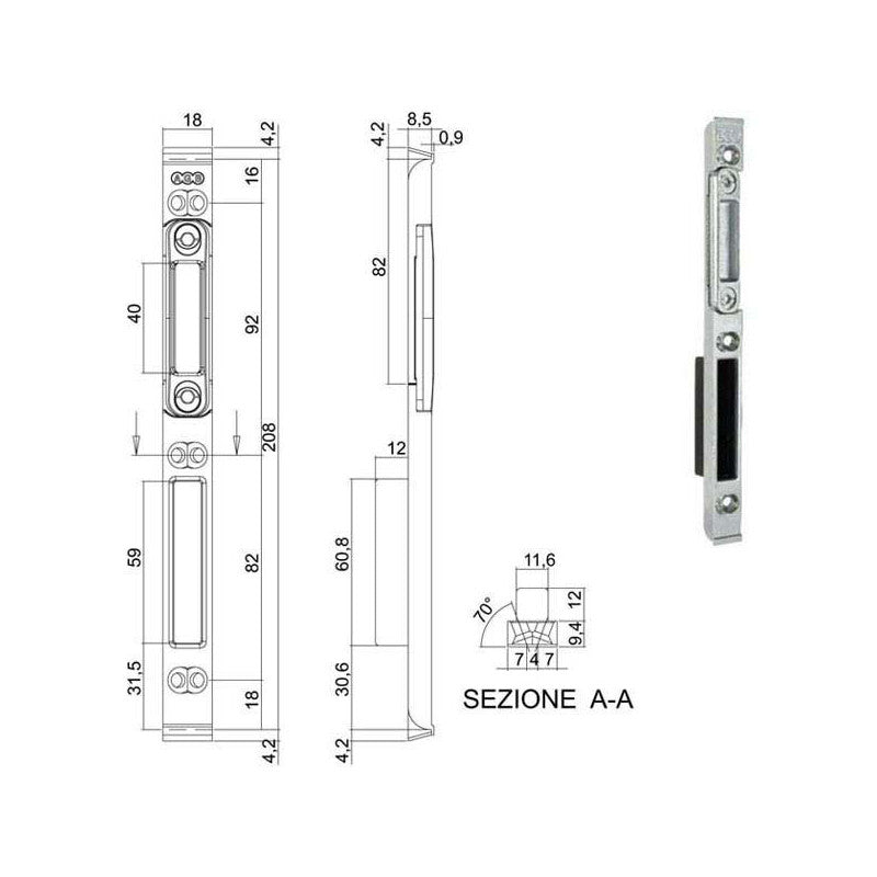 Incontro Serrature Sicurtop Mm 18X208 W11692 Agb