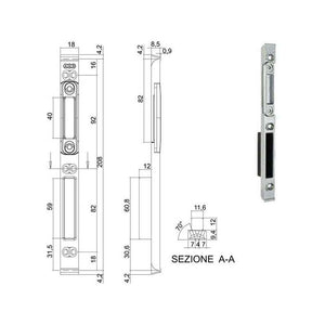 Incontro Serrature Sicurtop Mm 18X208 W11692 Agb