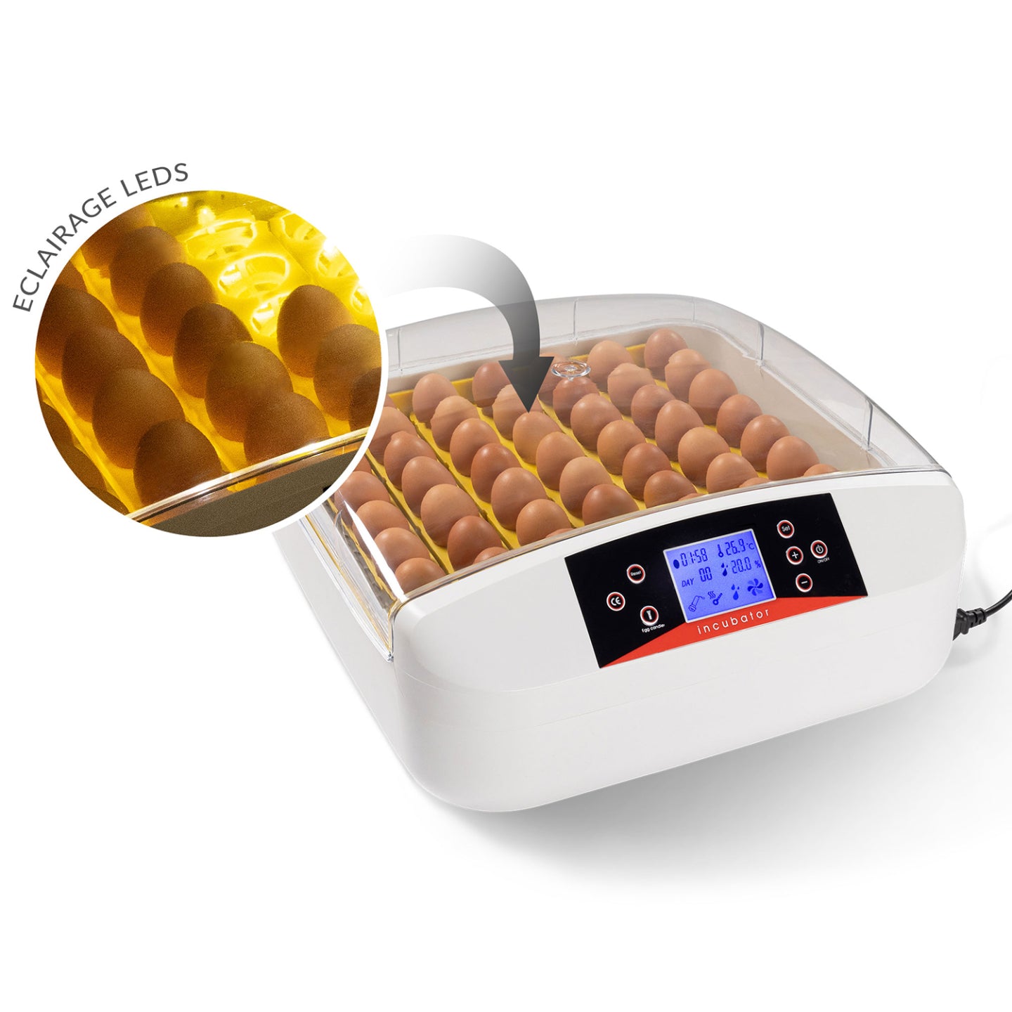 IDMarket - Incubatrice automatica PRO per 56 uova covatrice, con LED, macchina per cova artificiale incubazione uova