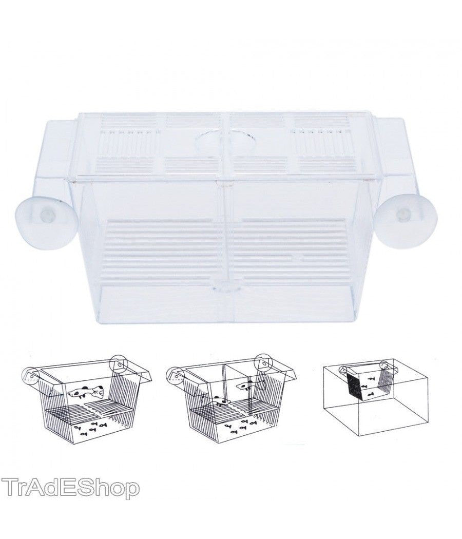 Incubatrice Cassetta Per Acquario Per Allevamento Separa Pesci Proteggi Uova         