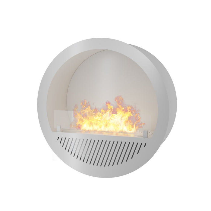 Camino a Bioetanolo da incasso Incyrcle Inside - Biocamino rotondo di design da parete d.70cm Bianco
