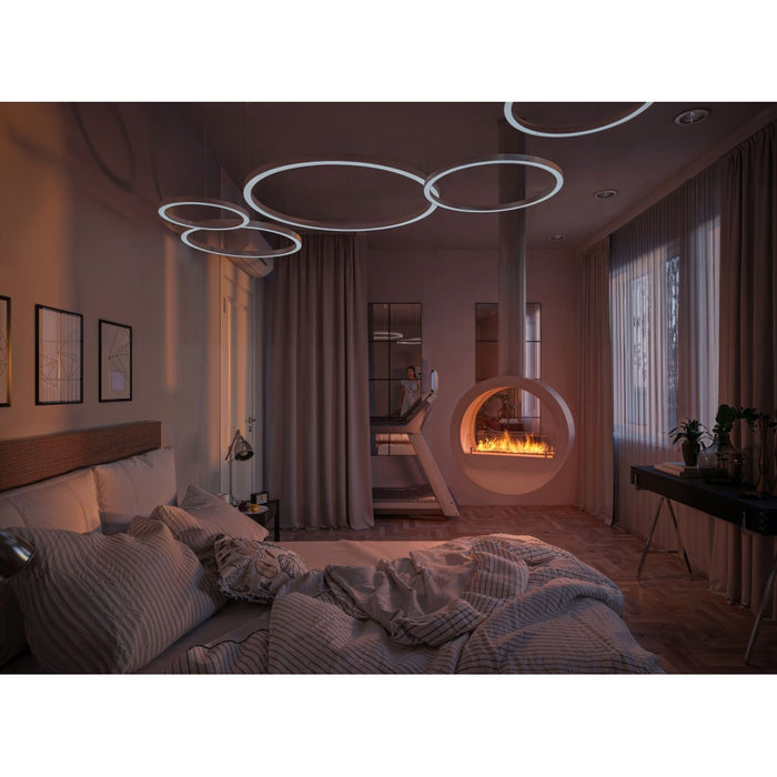 Camino a Bioetanolo sospeso da soffitto Incyrcle Slim 2Side - Biocamino rotondo di design con doppia facciata aperta d.70cm Bianco