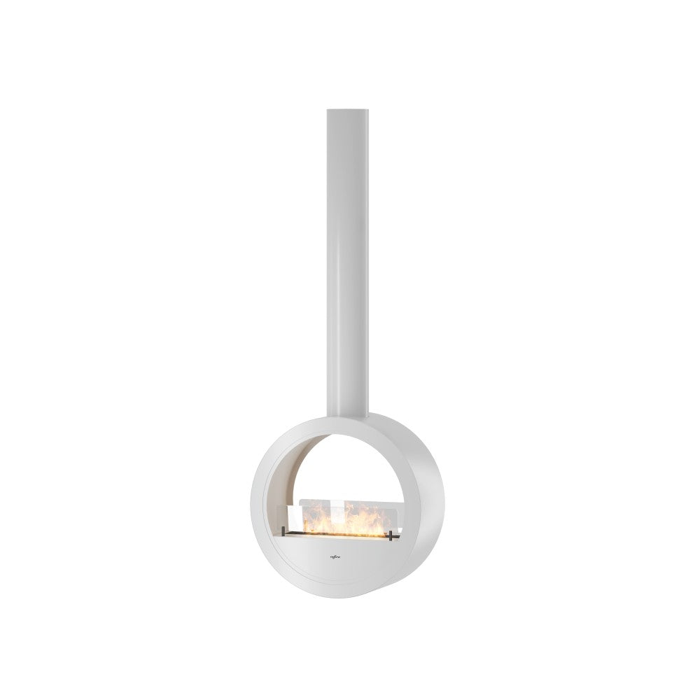 Camino a Bioetanolo sospeso da soffitto Incyrcle Slim 2Side - Biocamino rotondo di design con doppia facciata aperta d.70cm Bianco