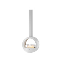 Camino a Bioetanolo sospeso da soffitto Incyrcle Slim 2Side - Biocamino rotondo di design con doppia facciata aperta d.70cm Bianco