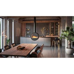 Camino a Bioetanolo sospeso da soffitto Incyrcle Slim 2Side - Biocamino rotondo di design con doppia facciata aperta d.70cm