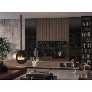 Camino a Bioetanolo sospeso da soffitto Incyrcle Slim - Biocamino rotondo di design d.70cm