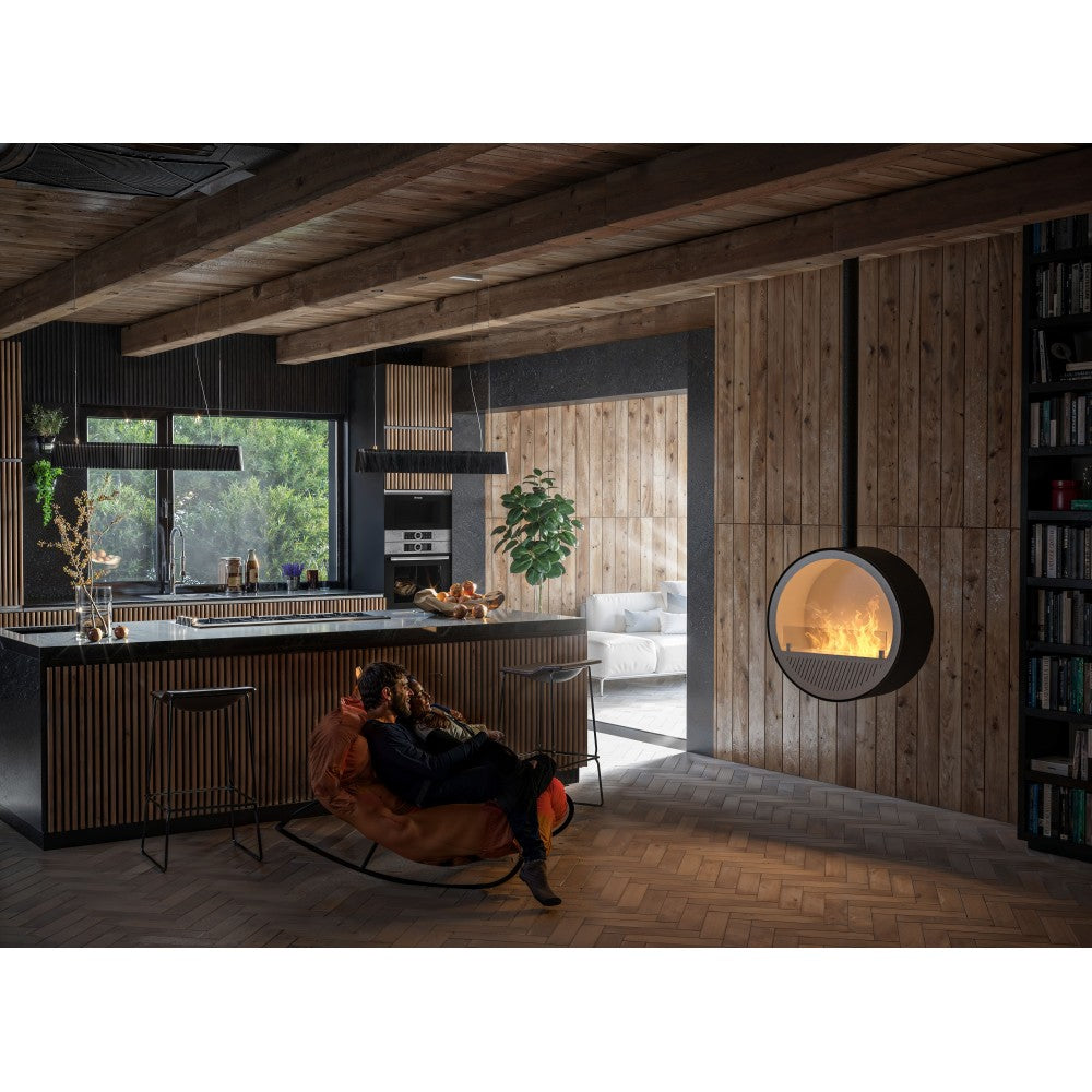 Camino a Bioetanolo sospeso da soffitto Incyrcle Slim - Biocamino rotondo di design d.70cm