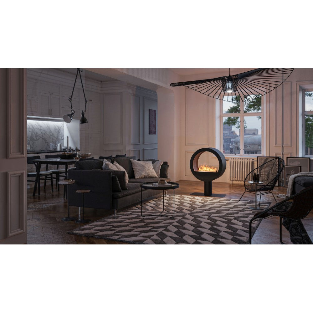 Camino a Bioetanolo da appoggio Incyrcle Stand 2Side - Biocamino rotondo di design con doppia facciata d.70cm