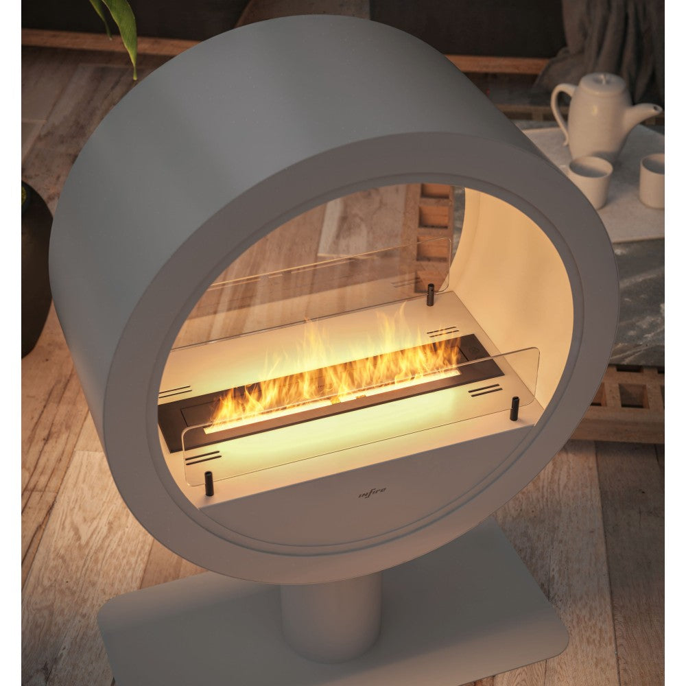 Camino a Bioetanolo da appoggio Incyrcle Stand 2Side - Biocamino rotondo di design con doppia facciata d.70cm Bianco