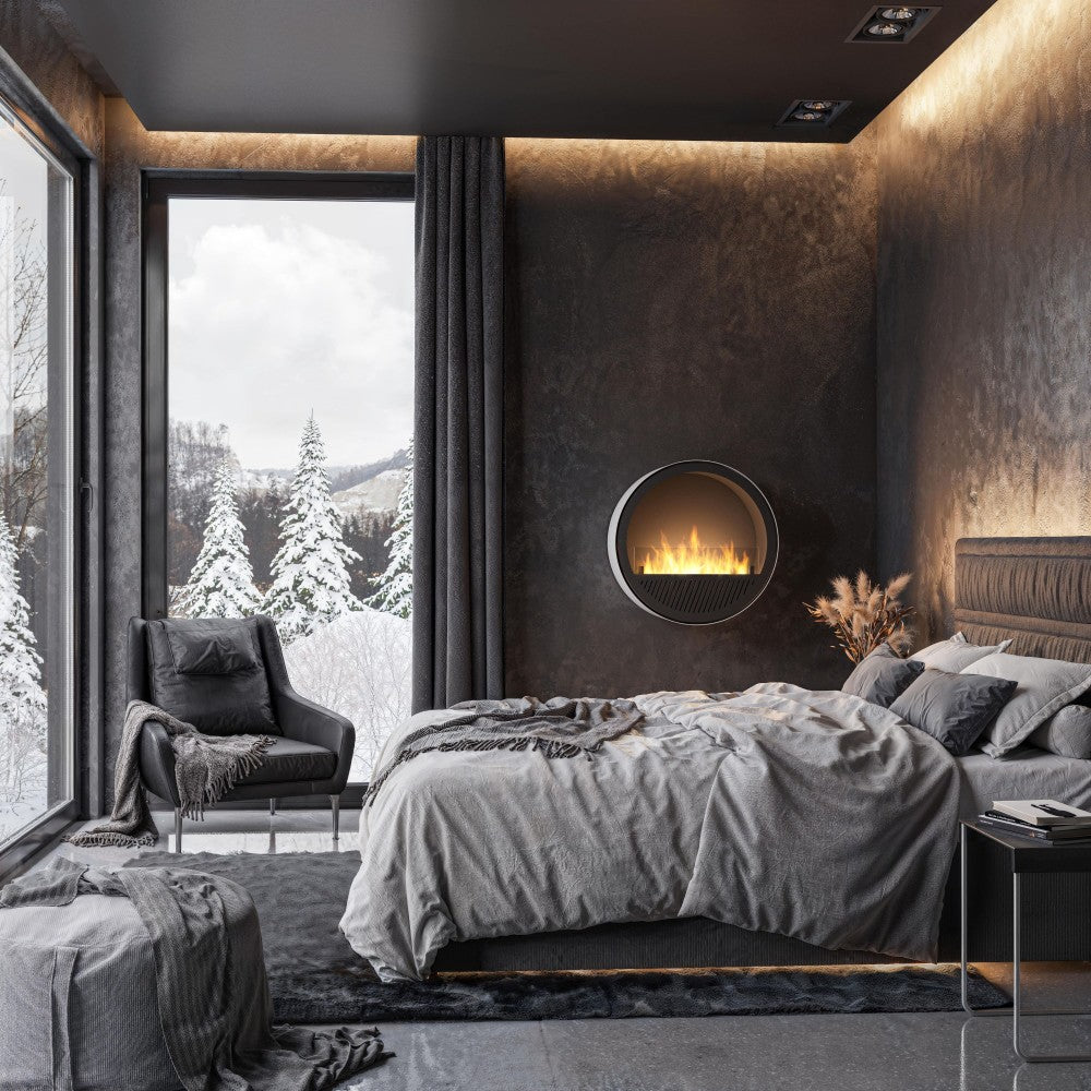 Camino a Bioetanolo da parete Incyrcle Wall - Biocamino rotondo di design da appendere al muro d.72cm