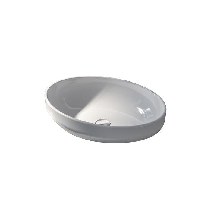 Inda - Lavabo ovale da appoggio Brezza in ceramica 50x36,5 cm bianco lucido