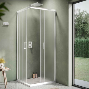 Siro - Box doccia ad angolo 80x70 cm 2 ante scorrevoli bianco/stampato